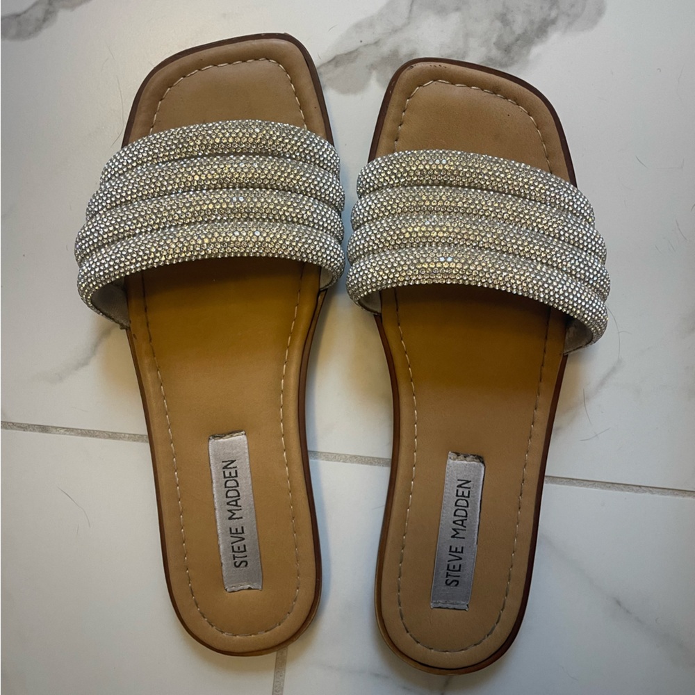 Steve Madden Sparkling Rhinetone Slide Sandals